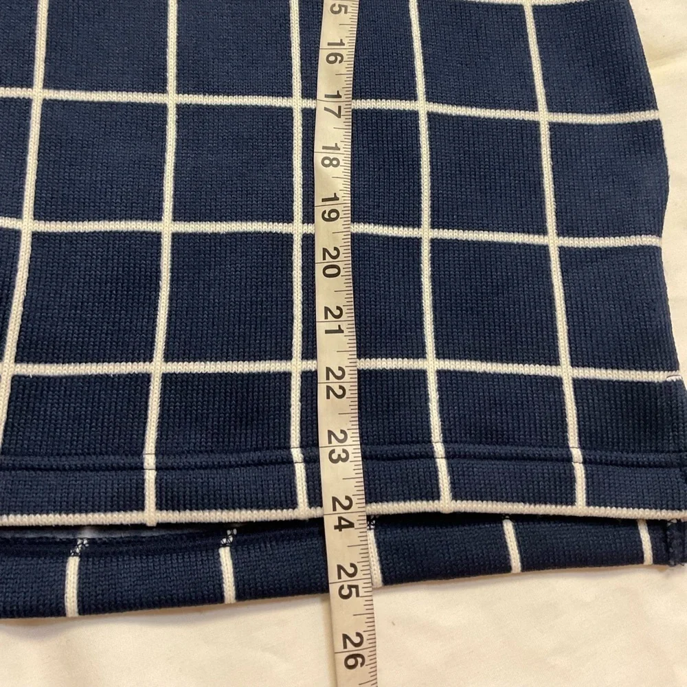 J. Crew Navy and White Grid Turtleneck Sweater